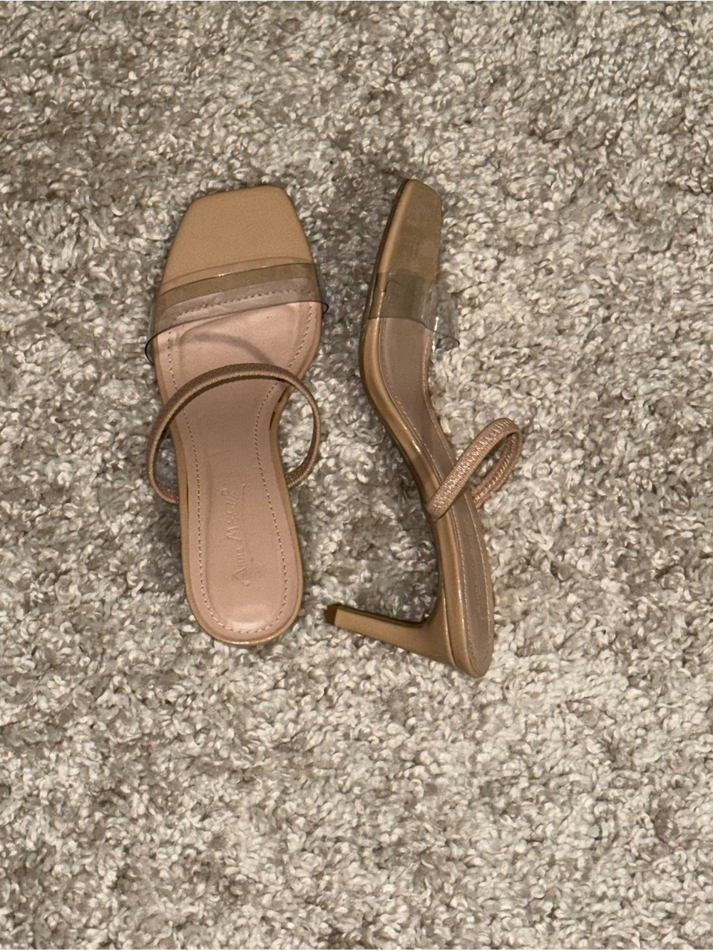 Women's Nude Strappy Square-Toe Heels